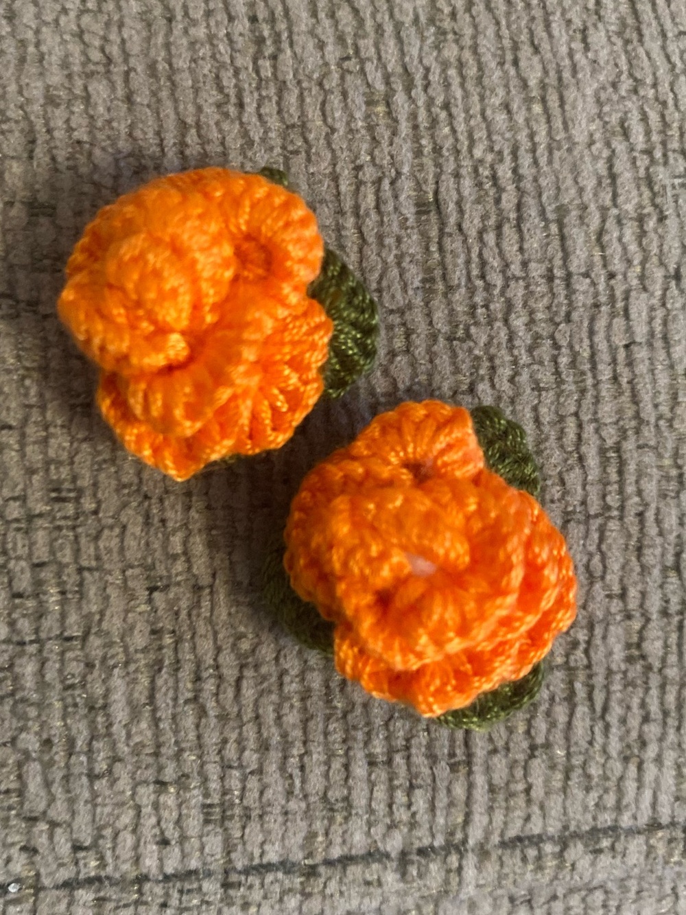Handmade Orange Crochet Flower Hair Clips for Kids